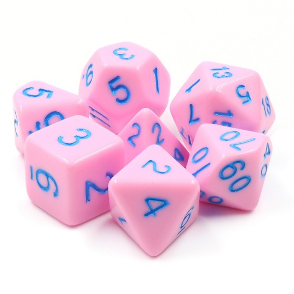 Creamy Ice 7pc Dice Set inked in Blue